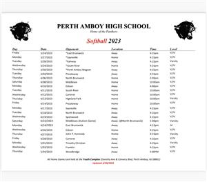 2023 Softball Schedule 2023 Softball Schedule
